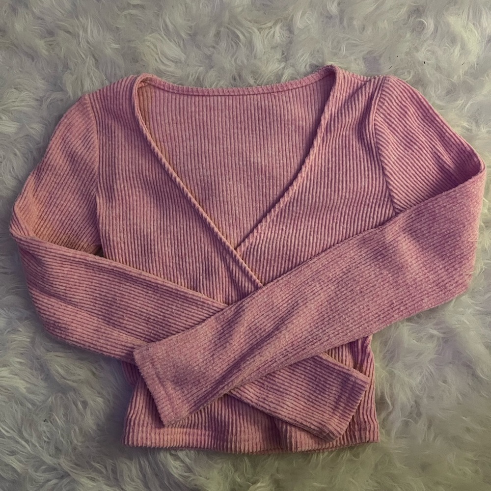 Pink Ribbed Long Sleeve
